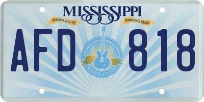 MS license plate AFD818