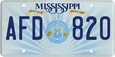 MS license plate AFD820