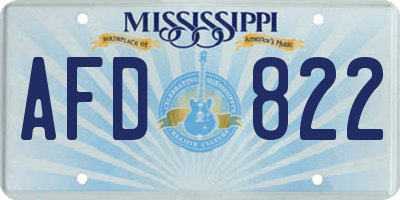 MS license plate AFD822