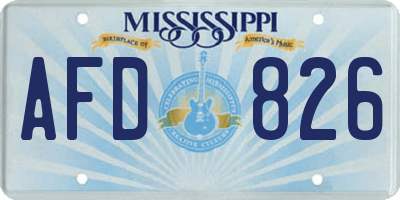 MS license plate AFD826