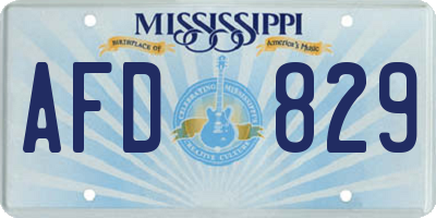 MS license plate AFD829