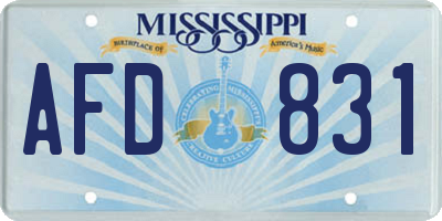 MS license plate AFD831