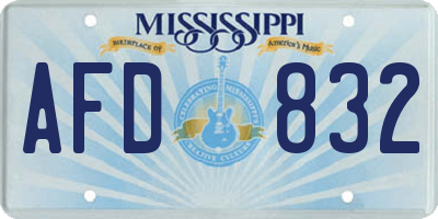 MS license plate AFD832