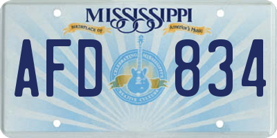 MS license plate AFD834