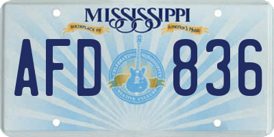 MS license plate AFD836