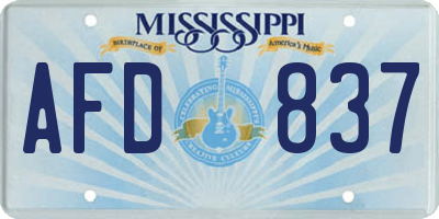 MS license plate AFD837