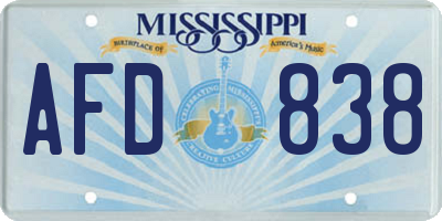 MS license plate AFD838