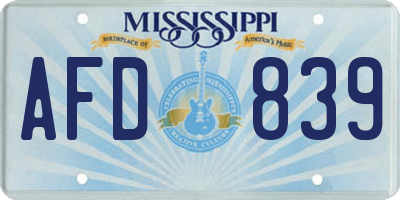 MS license plate AFD839