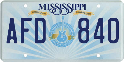 MS license plate AFD840
