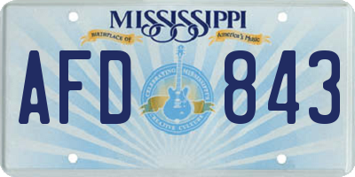 MS license plate AFD843