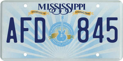 MS license plate AFD845