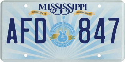 MS license plate AFD847