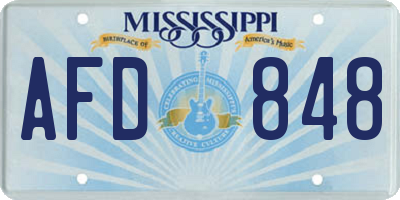 MS license plate AFD848