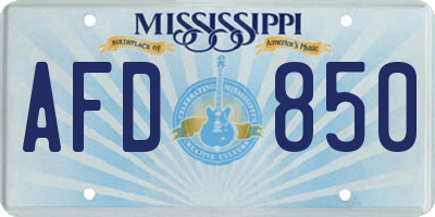 MS license plate AFD850