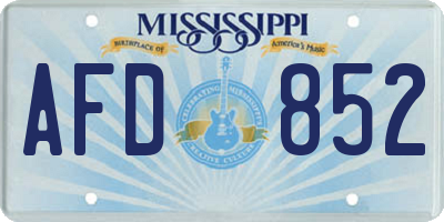 MS license plate AFD852