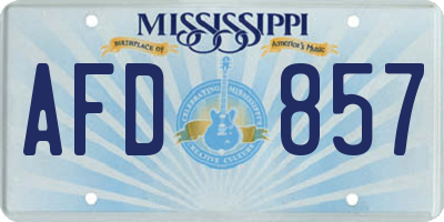 MS license plate AFD857