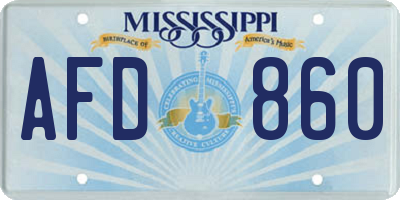 MS license plate AFD860