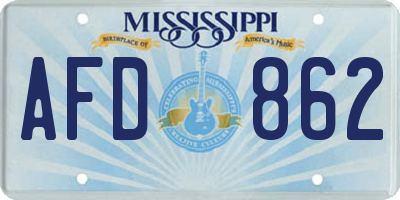 MS license plate AFD862