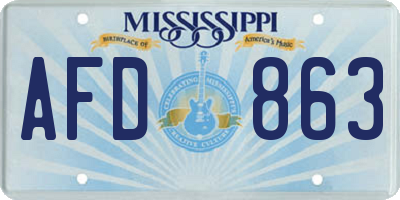 MS license plate AFD863