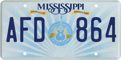 MS license plate AFD864