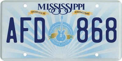 MS license plate AFD868