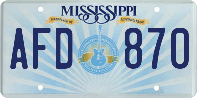MS license plate AFD870