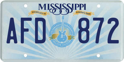 MS license plate AFD872
