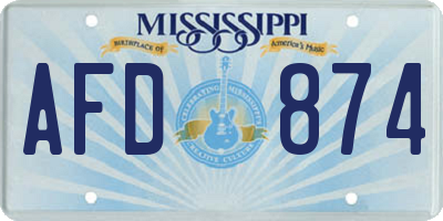 MS license plate AFD874