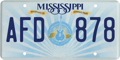 MS license plate AFD878