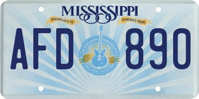MS license plate AFD890