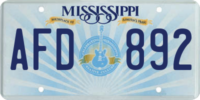 MS license plate AFD892