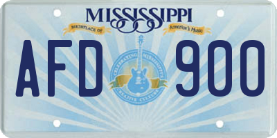 MS license plate AFD900
