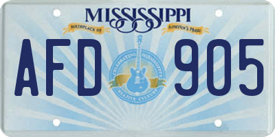 MS license plate AFD905