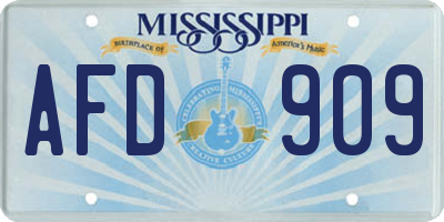 MS license plate AFD909