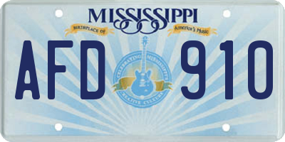 MS license plate AFD910