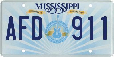 MS license plate AFD911