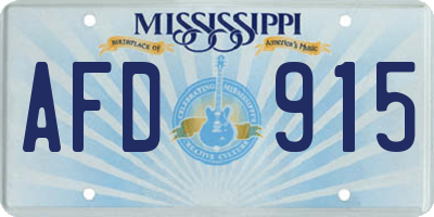 MS license plate AFD915