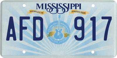 MS license plate AFD917