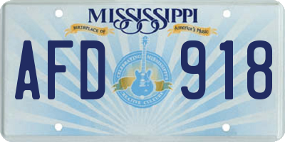 MS license plate AFD918
