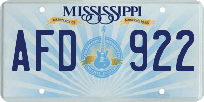 MS license plate AFD922