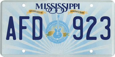 MS license plate AFD923