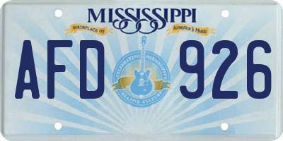 MS license plate AFD926