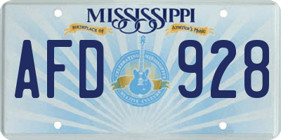 MS license plate AFD928