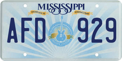 MS license plate AFD929