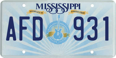 MS license plate AFD931