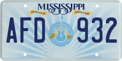 MS license plate AFD932