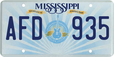 MS license plate AFD935