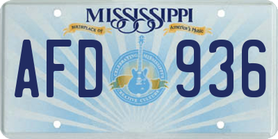 MS license plate AFD936