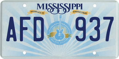 MS license plate AFD937