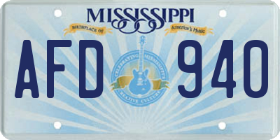 MS license plate AFD940